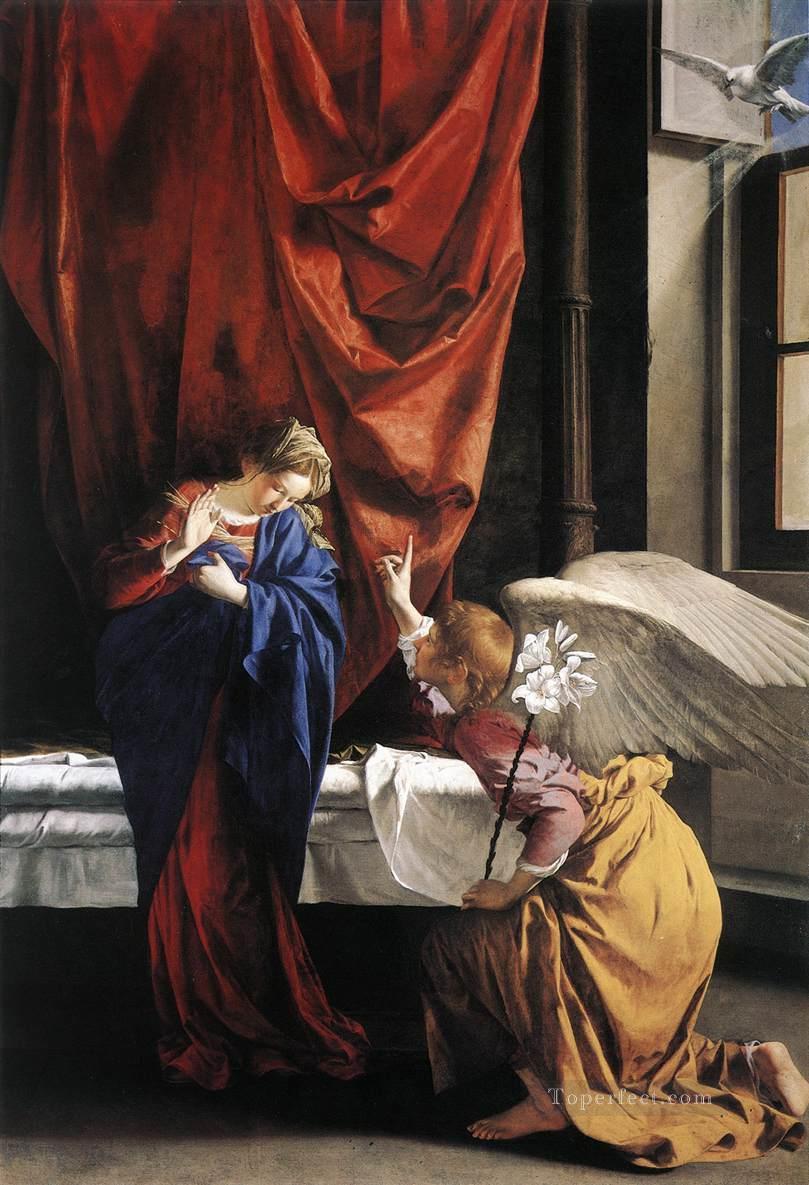 受胎告知 バロック画家 オラツィオ・ジェンティレスキ油絵